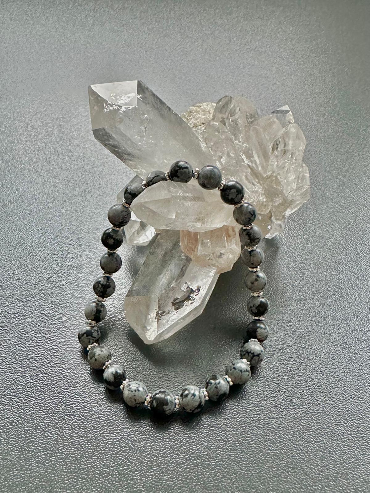 Armband Schneeflocken-Obsidian