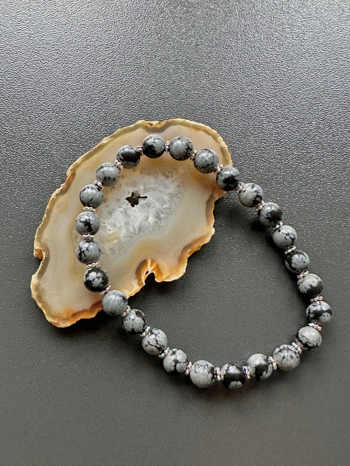 Armband Schneeflocken-Obsidian