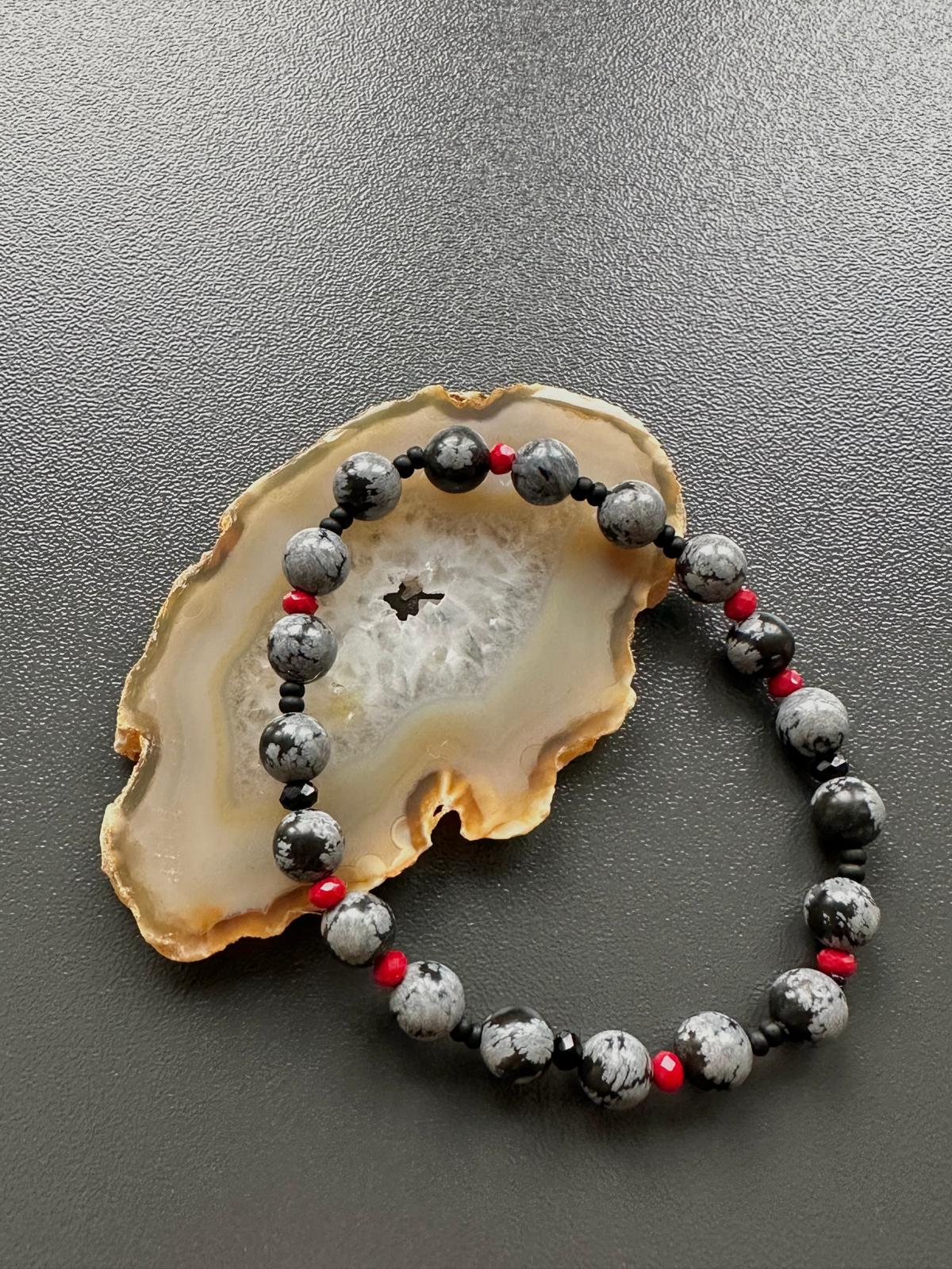 Armband Schneeflocken-Obsidian