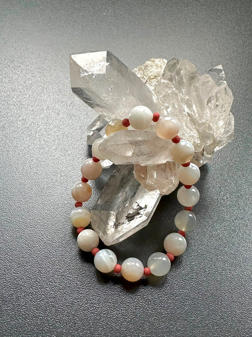 Armband Achat weiss/grau