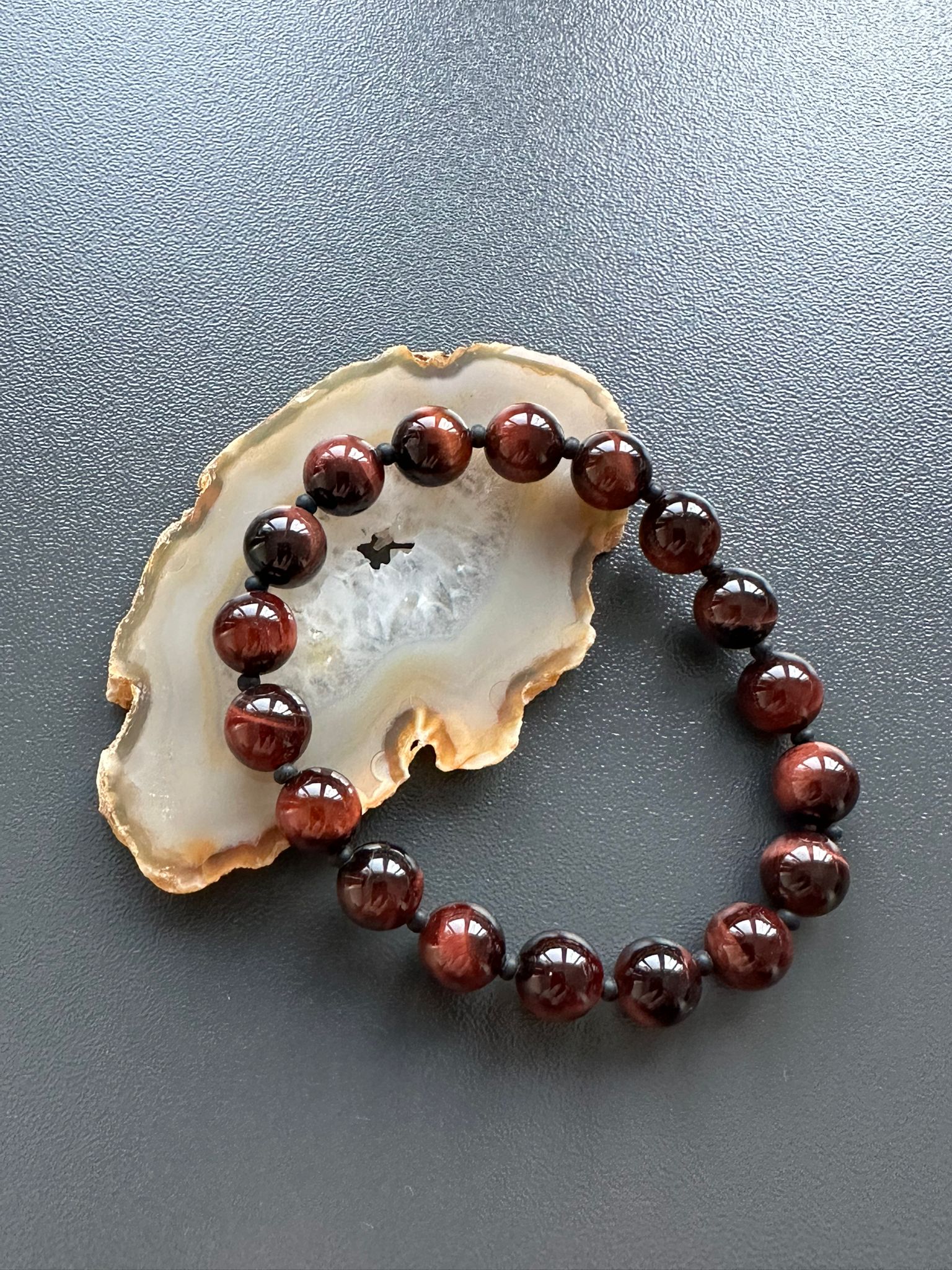 Armband Tigerauge rot